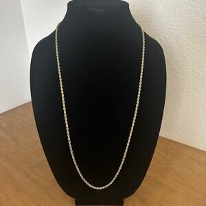 Gold Toned Twisted Rope Chain Necklace Long 28 inch Costume Unisex Stacking